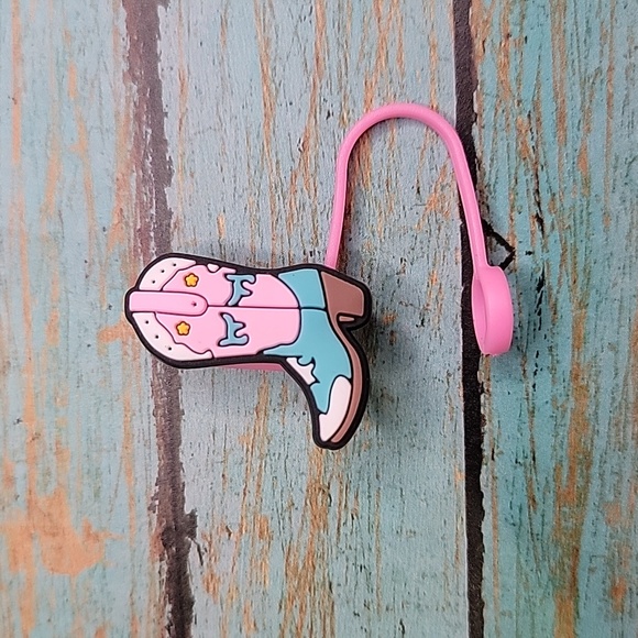 Pink Cowboy Boot Straw Topper - Picture 3 of 5
